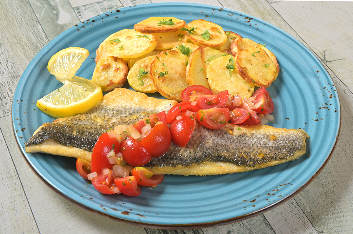 Grilled Seabass with tomatoes sauce